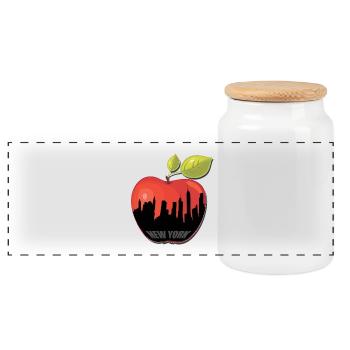 BIG APPLE - Panoramic Cookie Jar with Wooden Lid - white - Front
