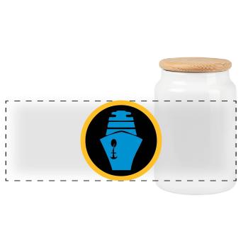Ship | Cruise | Ferry - Panoramic Cookie Jar with Wooden Lid - white - Front