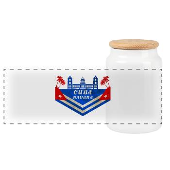 Kuba Havanna Vintage / Retro Karibik Geschenk - Panorama Keksdose mit Holzdeckel - Weiß - Vorne