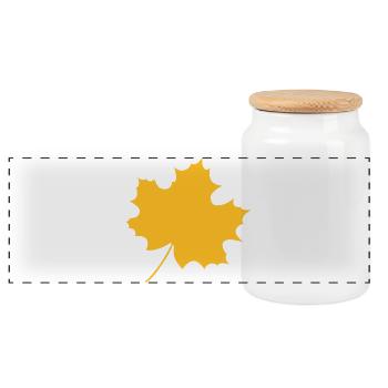 Leaf, autumn may come - Panoramic Cookie Jar with Wooden Lid - white - Front