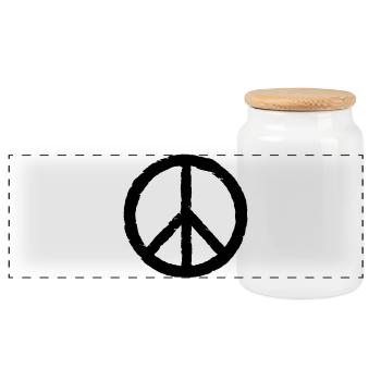 Peace Zeichen, Frieden - Panorama Keksdose mit Holzdeckel - Weiß - Vorne