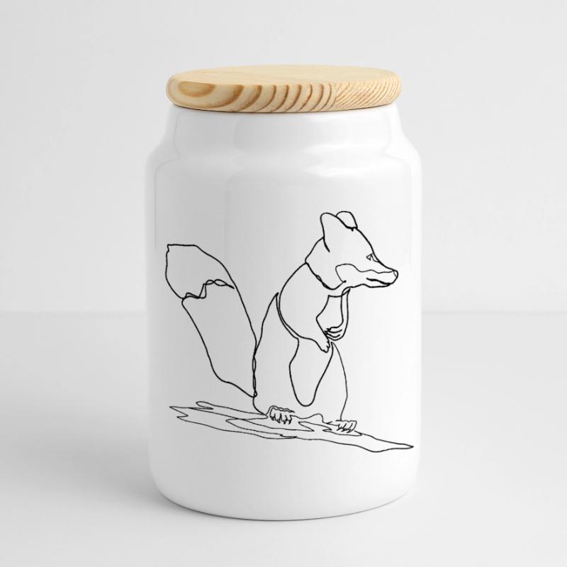 Fuchs Eichhörnchen Squirrel Fox Panorama Keksdose mit Holzdeckel