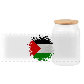 Palestine Beck's Flag Gift - Panoramic Cookie Jar with Wooden Lid - white - Front