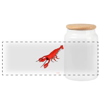 Lobster / Lobster - Panoramic Cookie Jar with Wooden Lid - white - Front