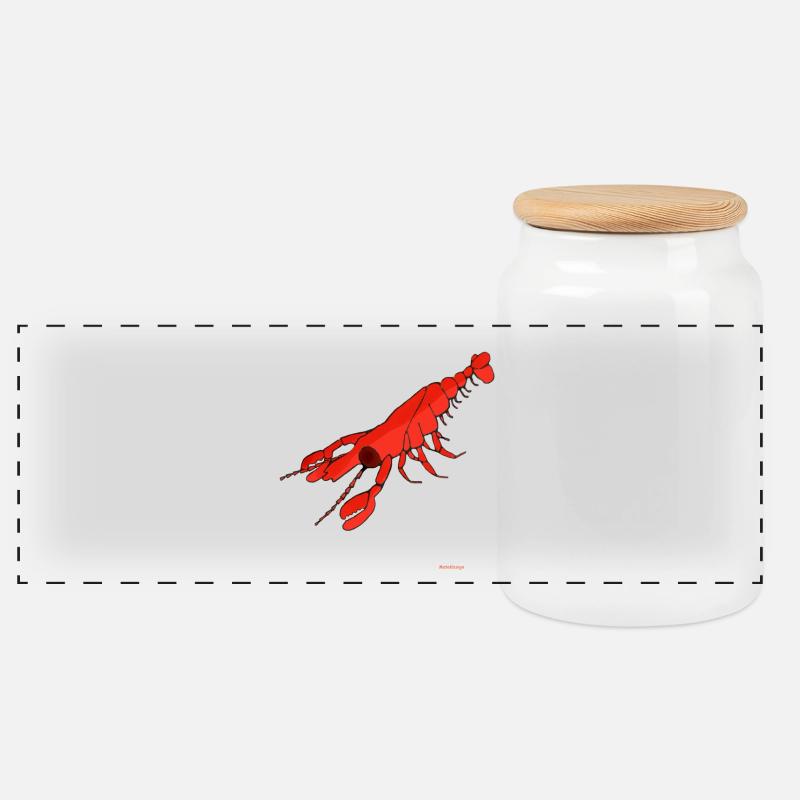 Hummer / Lobster - Panorama Keksdose mit Holzdeckel - Weiß