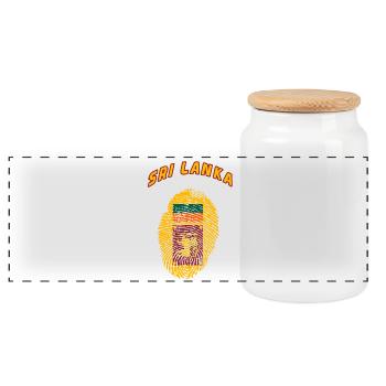 Sri Lanka Asien Land Fingerabdruck Geschenk - Panorama Keksdose mit Holzdeckel - Weiß - Vorne