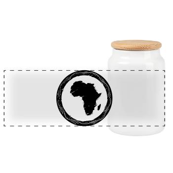 Afrique - Boîte à biscuits avec couvercle en bois - blanc - Devant