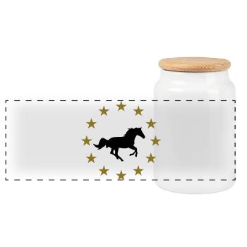 Horse & Stars - Panoramic Cookie Jar with Wooden Lid - white - Front