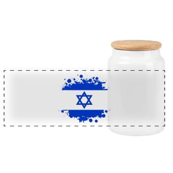 Israël taches / Cadeau de Jérusalem couleurs nationales - Boîte à biscuits avec couvercle en bois - blanc - Devant