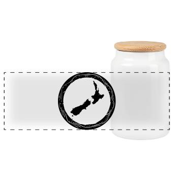 new zealand - Panoramic Cookie Jar with Wooden Lid - white - Front