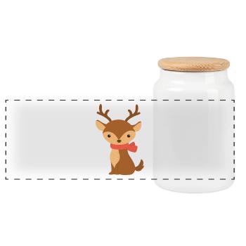 Un renne mignon avec écharpe – Décor de Noël - Boîte à biscuits avec couvercle en bois - blanc - Devant