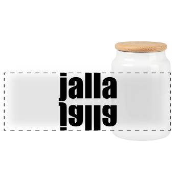 Jalla jalla | schnell schnell - Panoramic Cookie Jar with Wooden Lid - white - Front