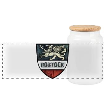 Rostock - Greif - Hansestadt Rostock - Panorama Keksdose mit Holzdeckel - Weiß - Vorne