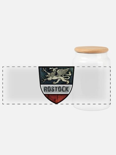 Rostock - Greif - Hansestadt Rostock - Panorama Keksdose mit Holzdeckel - Weiß