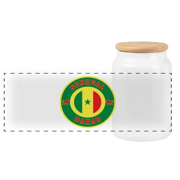 Senegal Dakar / Geschenk Löwe Flagge Afrika Staat - Panorama Keksdose mit Holzdeckel - Weiß - Vorne