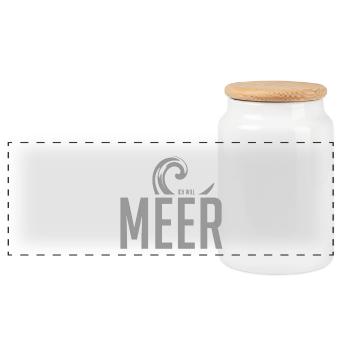 Motif de vague avec message de la mer - Boîte à biscuits avec couvercle en bois - blanc - Devant