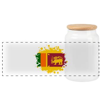 Sri Lanka Klecks / Geschenk Flagge Südasien Asien - Panorama Keksdose mit Holzdeckel - Weiß - Vorne