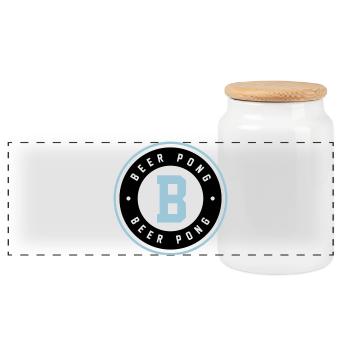 Beer Pong Badge Blue Logo - Panoramic Cookie Jar with Wooden Lid - white - Front