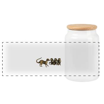 fun meerkats - Panoramic Cookie Jar with Wooden Lid - white - Front
