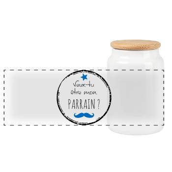 Sponsor Application - Panoramic Cookie Jar with Wooden Lid - white - Front
