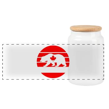 Canada ours avec feuille d’érable / cadeau Amérique du Nord - Boîte à biscuits avec couvercle en bois - blanc - Devant