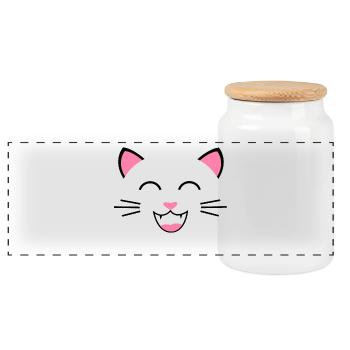 Grinsekatze Katze Kätzchen Katzenbaby Miau - Panorama Keksdose mit Holzdeckel - Weiß - Vorne