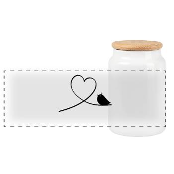 bird - Panoramic Cookie Jar with Wooden Lid - white - Front