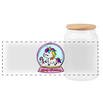 Noël Licorne - Boîte à biscuits avec couvercle en bois - blanc - Devant