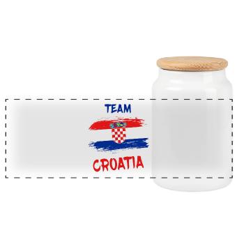 Team Kroatien / Croatia Geschenk Zagreb Flagge - Panorama Keksdose mit Holzdeckel - Weiß - Vorne