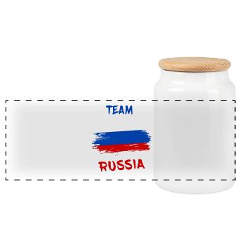 Team Russland / Geschenk Russia Moskau Flagge - Panorama Keksdose mit Holzdeckel - Weiß - Vorne