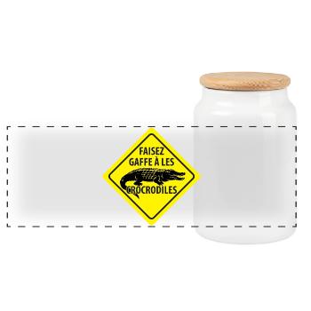 Signe Avertissement Crocodiles - Boîte à biscuits avec couvercle en bois - blanc - Devant