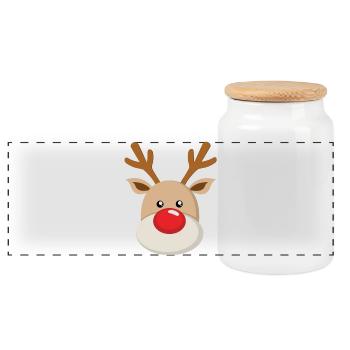Rennais Rudolf Visage Doux Rouge Rose - Boîte à biscuits avec couvercle en bois - blanc - Devant