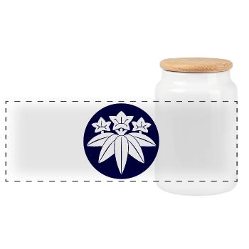 Kamakura Minamoto Mon Japanese clan in navy - Panorama Keksdose mit Holzdeckel - Weiß - Vorne