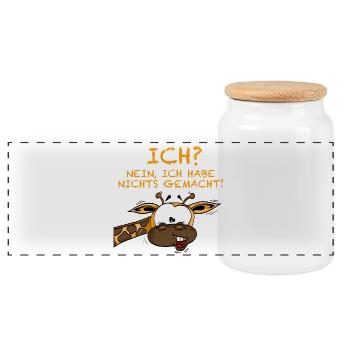 Ich war es nicht Giraffe - Panorama Keksdose mit Holzdeckel - Weiß - Vorne