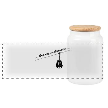 Ski Snowboard Skiers Ski Jumper Gift - Panoramic Cookie Jar with Wooden Lid - white - Front