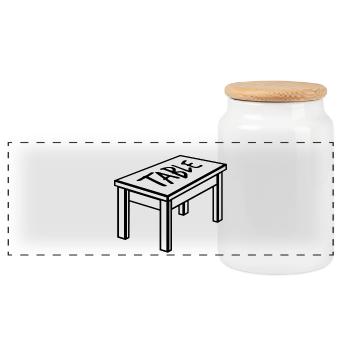 Table carpenter dining table working table furniture - Panoramic Cookie Jar with Wooden Lid - white - Front