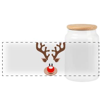 Süßes Rentier Rudolf Rote Nase Weihnachten Geweih - Panorama Keksdose mit Holzdeckel - Weiß - Vorne