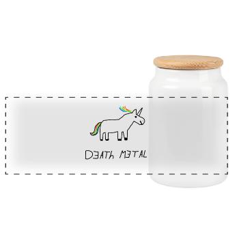 Licorne de Death Metal - Boîte à biscuits avec couvercle en bois - blanc - Devant