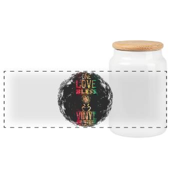 vinyl reggae - Panoramic Cookie Jar with Wooden Lid - white - Front