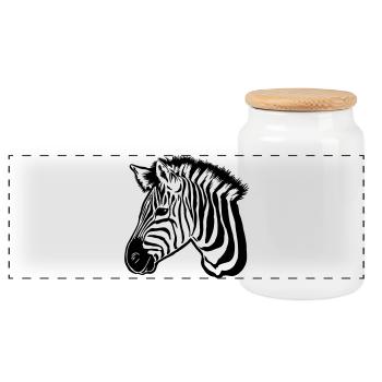 zebra dark - Panoramic Cookie Jar with Wooden Lid - white - Front