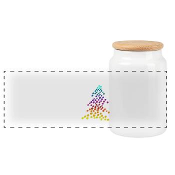 Regenbogen Neon-Weihnachtsbaum – Dots & Lights - Panorama Keksdose mit Holzdeckel - Weiß - Vorne