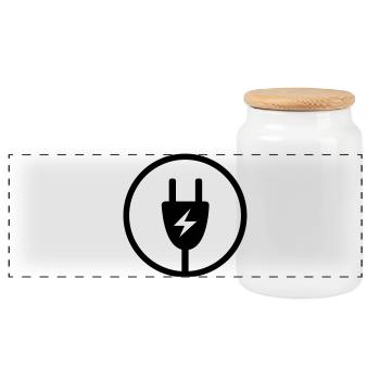 Power plug - Panoramic Cookie Jar with Wooden Lid - white - Front