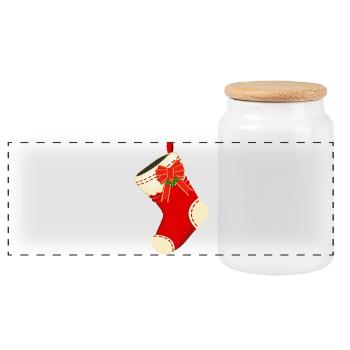 Weihnachtssocke Weihnachtsstrumpf Nikolaus Xmas - Panorama Keksdose mit Holzdeckel - Weiß - Vorne