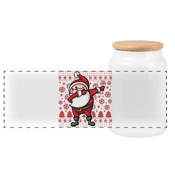 Ugly Christmas Dab Dabbing Weihnachtsmann Xmas - Panorama Keksdose mit Holzdeckel - Weiß - Vorne