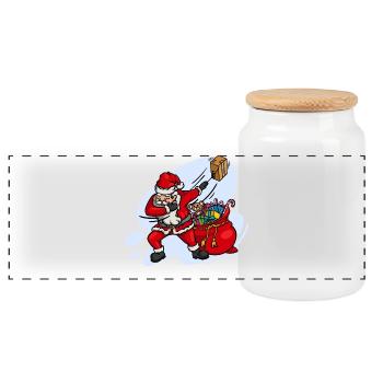 Sweet Dab Dabbing Santa Claus Xmas Christmas - Panoramic Cookie Jar with Wooden Lid - white - Front