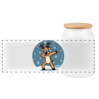 Sweet Dab Dabbing Reindeer Dancing Christmas Xmas - Panoramic Cookie Jar with Wooden Lid - white - Front
