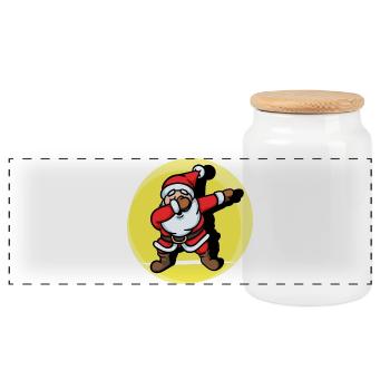 Cool Dab Dabbing Santa Claus Xmas Christmas - Panoramic Cookie Jar with Wooden Lid - white - Front