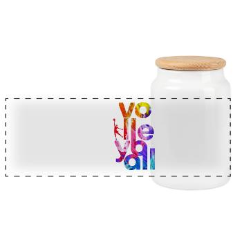 Volleyball handball sport gift - Panoramic Cookie Jar with Wooden Lid - white - Front