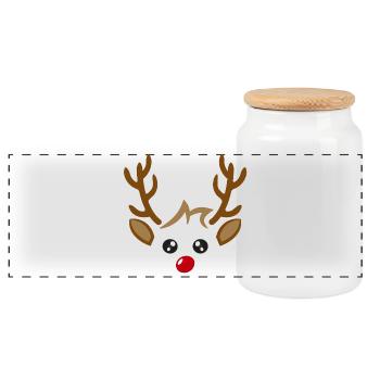 Süßes Rentier Gesicht Junge Weihnachten Xmas - Panorama Keksdose mit Holzdeckel - Weiß - Vorne