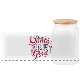 Dear santa i've been good! - Panoramic Cookie Jar with Wooden Lid - white - Front